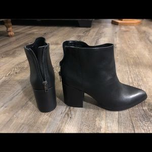 AQUA Black Leather Bootie